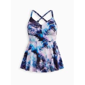 Torrid Wireless Lightly Lined Racerback Tankini Plus Size  2 DD / F Ocean Wave